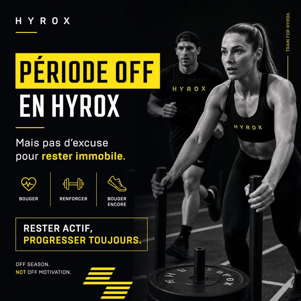 La période off en HYROX n’est pas une pause où l’on ne fait plus rien. C’est une phase stratégique pour continuer à bouger avec moins d’intensité, recharger les batteries et préparer la prochaine progression. Après plusieurs semaines de séances exigeante