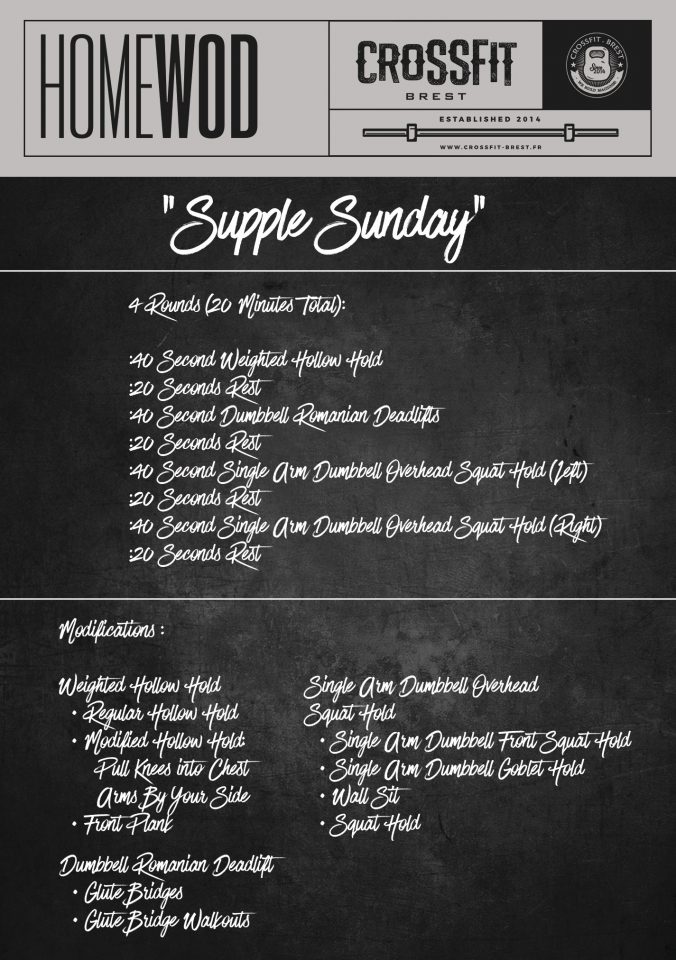 Dimanche 19 Avril HOMEWOD SUPPLE SUNDAY