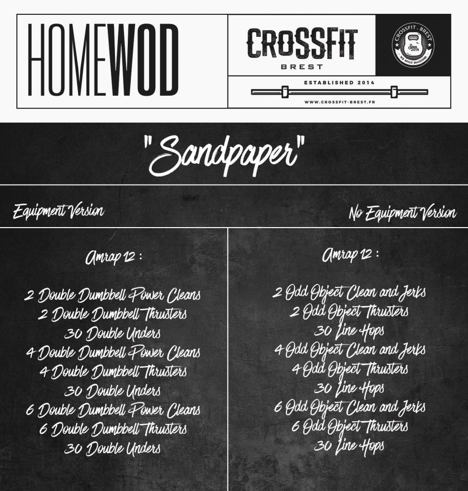 Vendredi 17  Avril HOMEWOD SANDPAPER